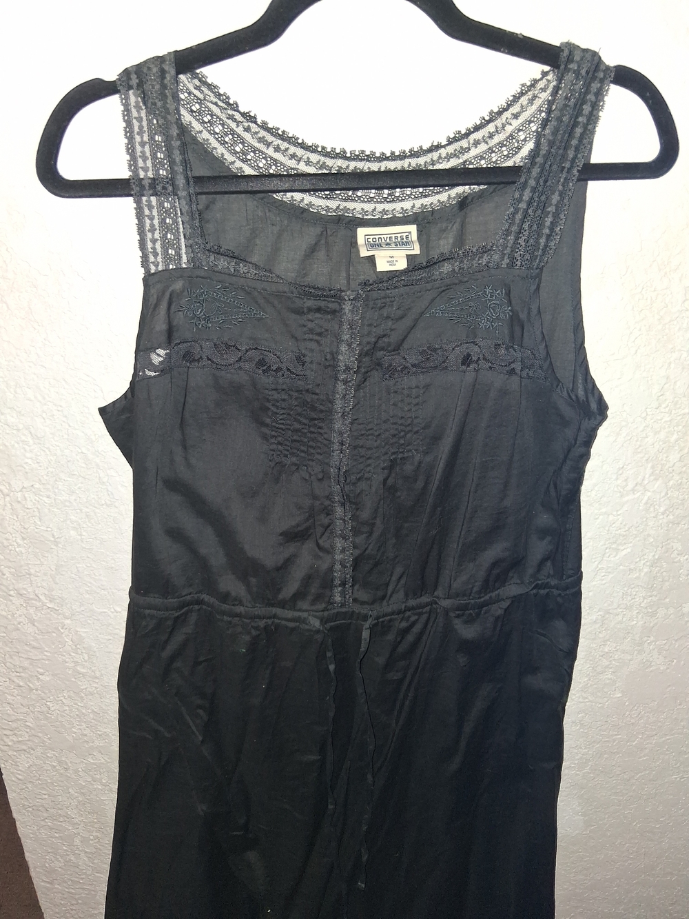 Y2K Goth Converse Black Lace-Trim Goth Tank Dress